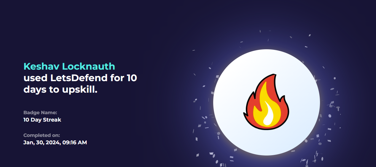 LetsDefend Day Streak badge