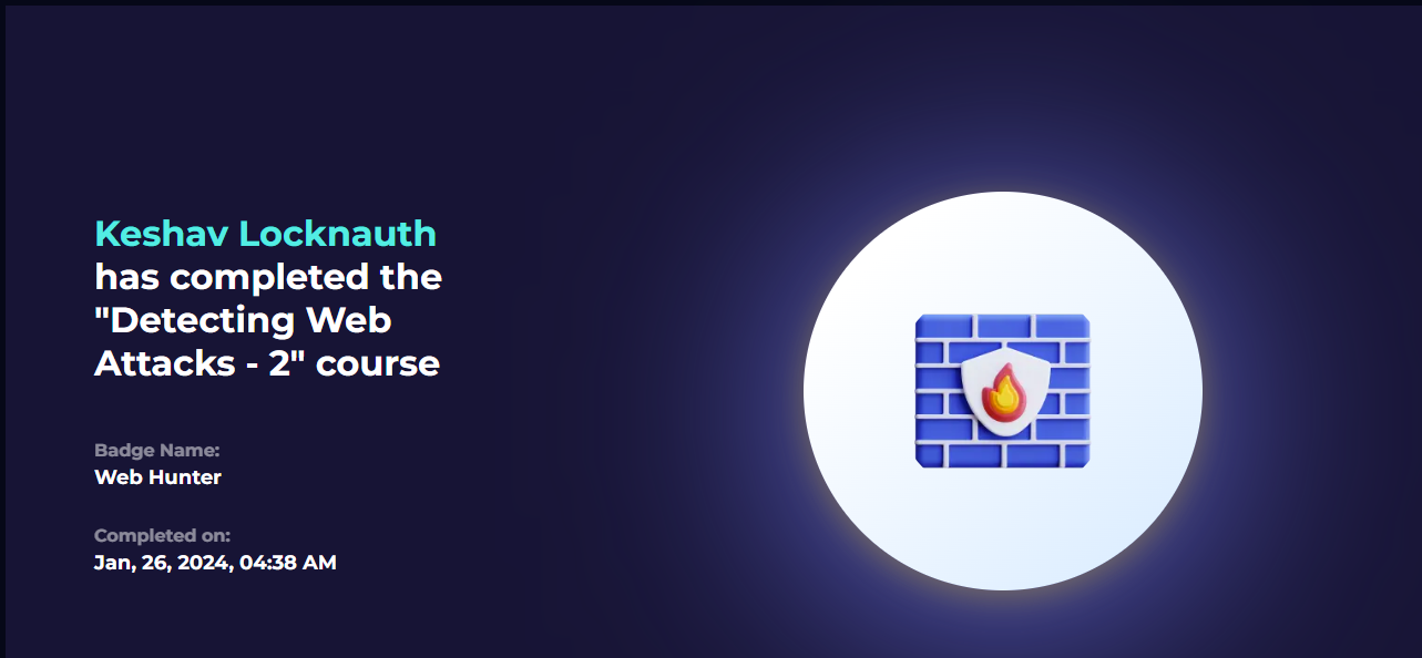 LetsDefend Web Hunter badge